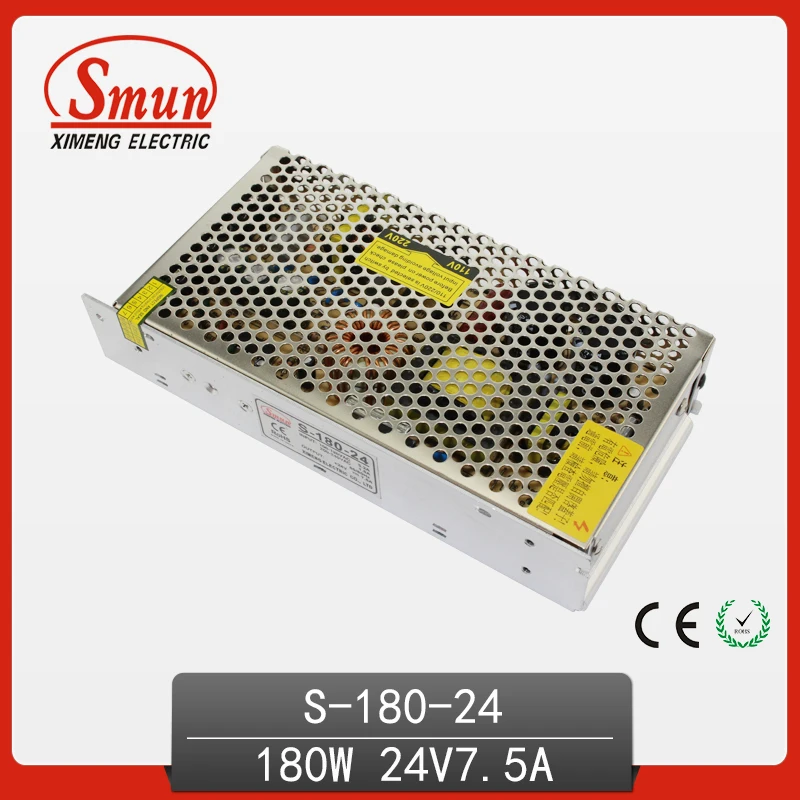 SMUN DC 24V 7.5A 180W Power Supply Transformer For LED Light Innput 110V/220VAC Lighting Transformer