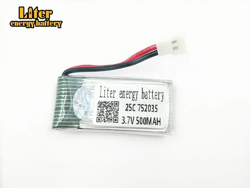 3.7V 500mAh Lipo battery Ha Bosen h107d overflew FY310B Tanco m62R Di Feida F180 752035 25c