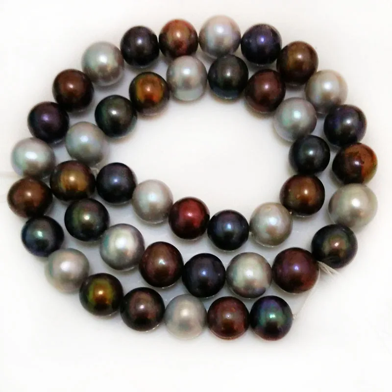 16 inches 11-12mm AA Multicolor Round Freshwater Pearls Loose Strand