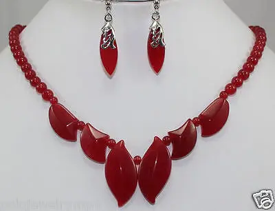 Jewelry Red jade   Necklace Earring Set plated watch wholesale Quartz jade   CZ crystal