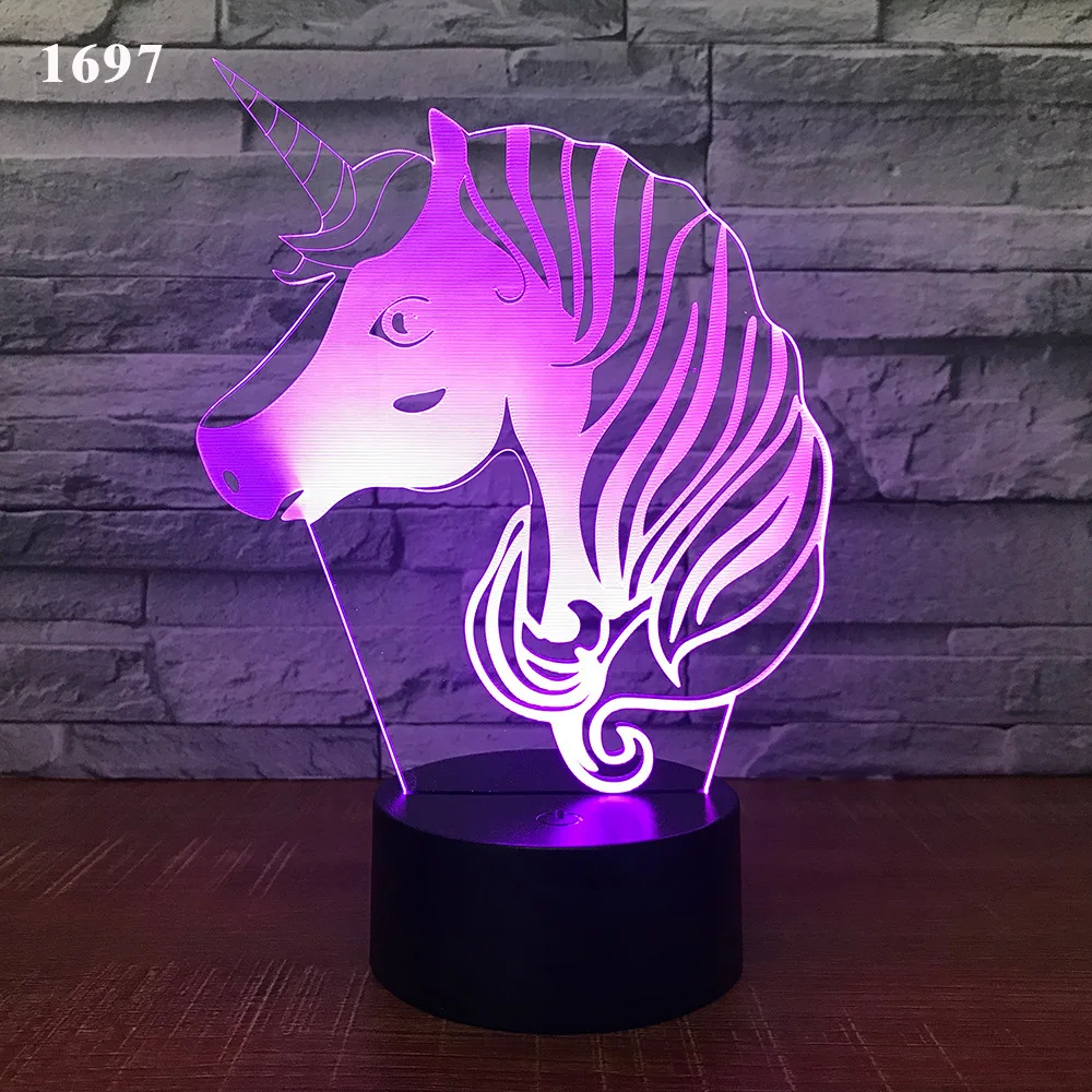 7 Warna Unicorn Gambar Pola Akrilik Lampu Malam Speaker Nirkabel Remote Control Hadiah Ornamen Unicorn Y73