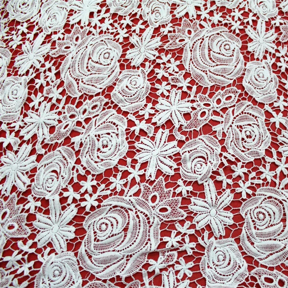 5Yards/Lot !High Quality Water Soluble White African Cord Lace Guipure Lace Fabric For Women Nice Dress Dentelle,Free Shipping