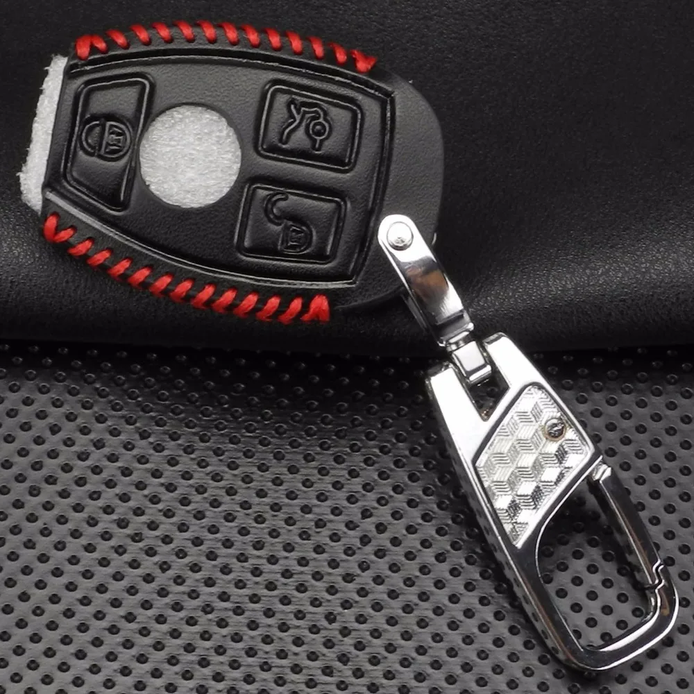 jingyuqin 3B Genuine Leather Men Car Key Bag Case Cover Holder Chain For Mercedes Benz W203 W210 W211 W124 W202 W204 W205 AMG view 2