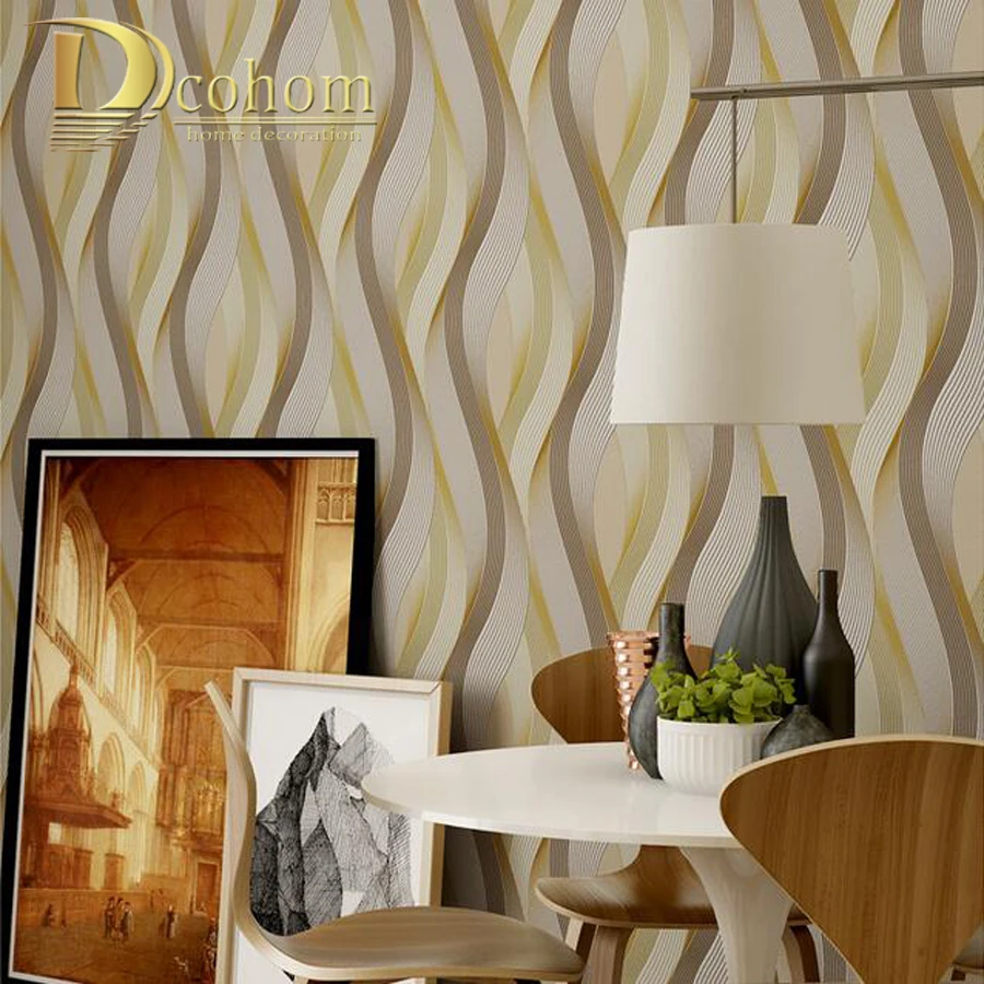 ورق حائط مخطط ثلاثي الأبعاد PVC ، أسود ، أبيض ، فضي ، ديكور حديث لغرفة المعيشة ، مقاوم للماء ، فينيل محكم ، لفات ورق الحائط