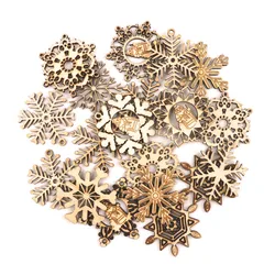Handmade rzemiosło drewniane akcesoria do dekoracji domu albumy malowanie DIY ze wzorem śnieżynki na boże narodzenie Garniture 45-50mm 10 sztuk