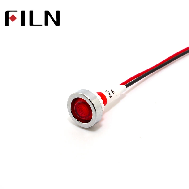 FILN FL1P-10NW-1 10mm red yellow blue green white 12v 220v 24v led  plastic indicatorl signal light pilot lamp with 20cm cable