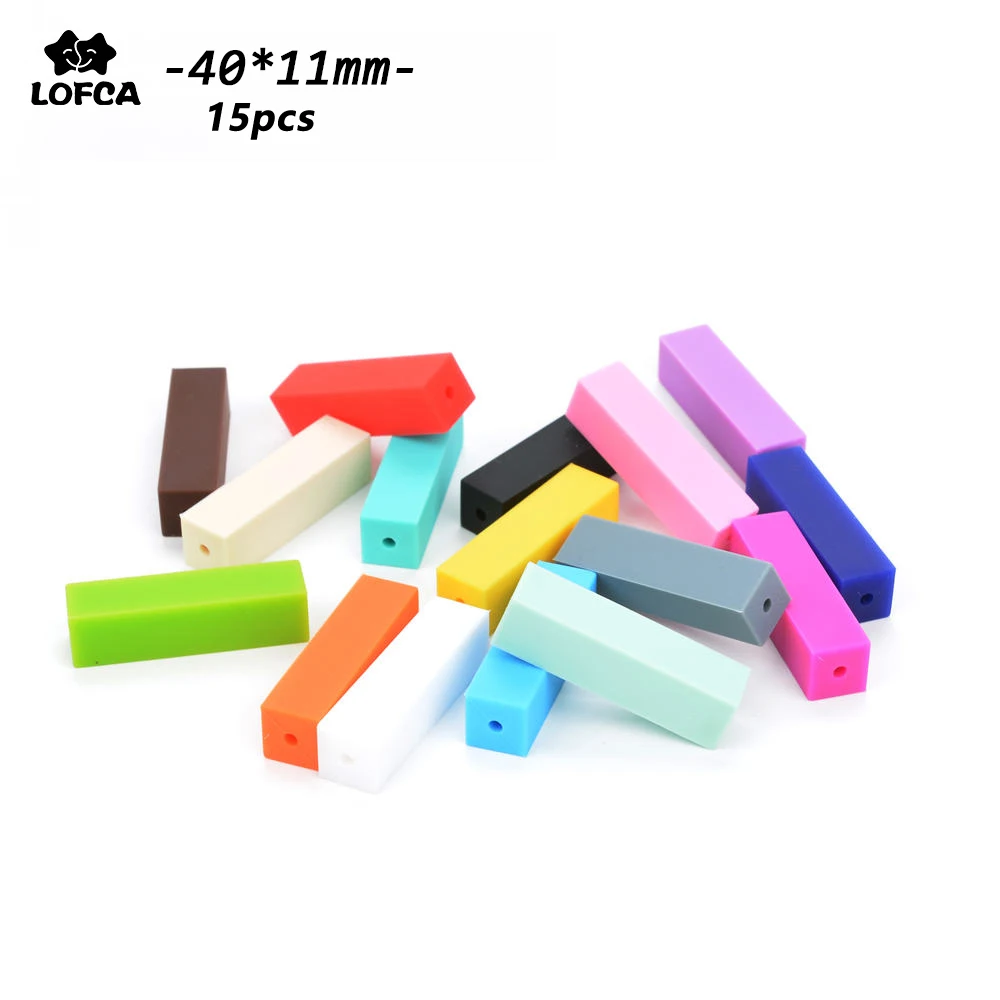 LOFCA 15pcs Cuboid Silicon Beads For Silicone Teething Necklace BPA Free Silicone Beads For Women New Fashion Jewelry