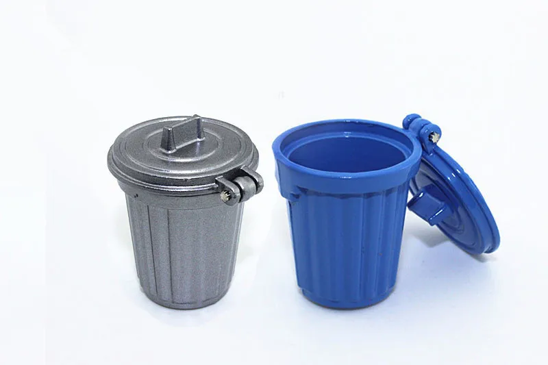 1:12 Metal Mini Garbage Dollhouse Miniature Accessories Dustbin Trash Can Simulation Kitchen Furniture Toys