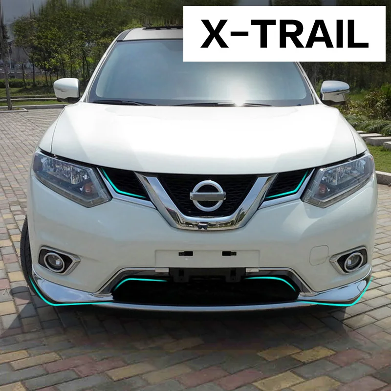 Car Stying For Nissan X-Trail X Trail T32 2014 2015 2016 Car Front Grille Grill Cover Trim ABS Chrome Decorative Accessories