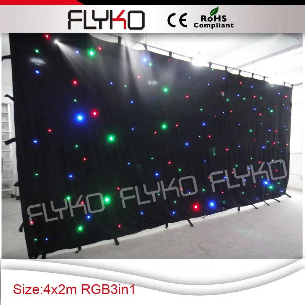 

Free shipping 4x2m full color low price High quality more led lamp led star curtain