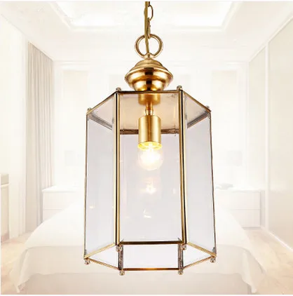 

European rural copper&transparent glass Pendant lights Handwork E27 LED outdoors&indoor lamp for porch&pavilion&stairs BRSDD008