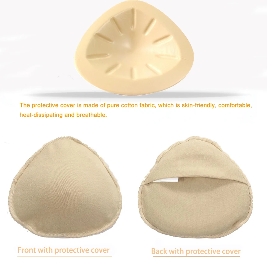 Silicone Breast Form Artificial Lightweight Triangle Silicone Fake Breast Prosthesis 100g 400g has Protective Cover  D30