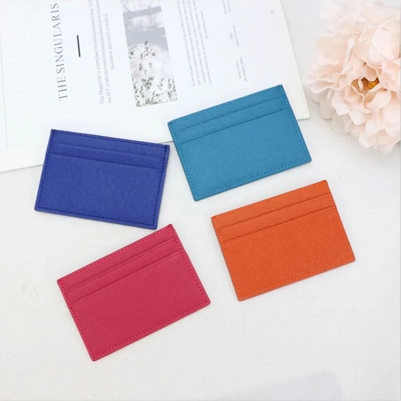 Classic Business Saffiano Split Leather Credit Card Holder Limited Edition Customed Initial letters ID Card Case Card Wallet