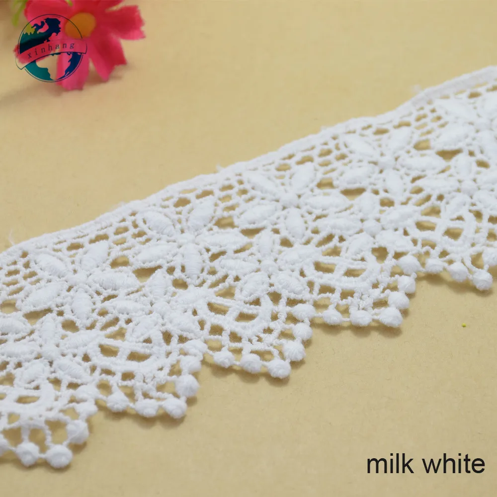 6cm Width White Cotton Embroidery French Lace Ribbon Fabric Guipure Diy Trims Warp Knitting Sewing Garment Accessories#3689