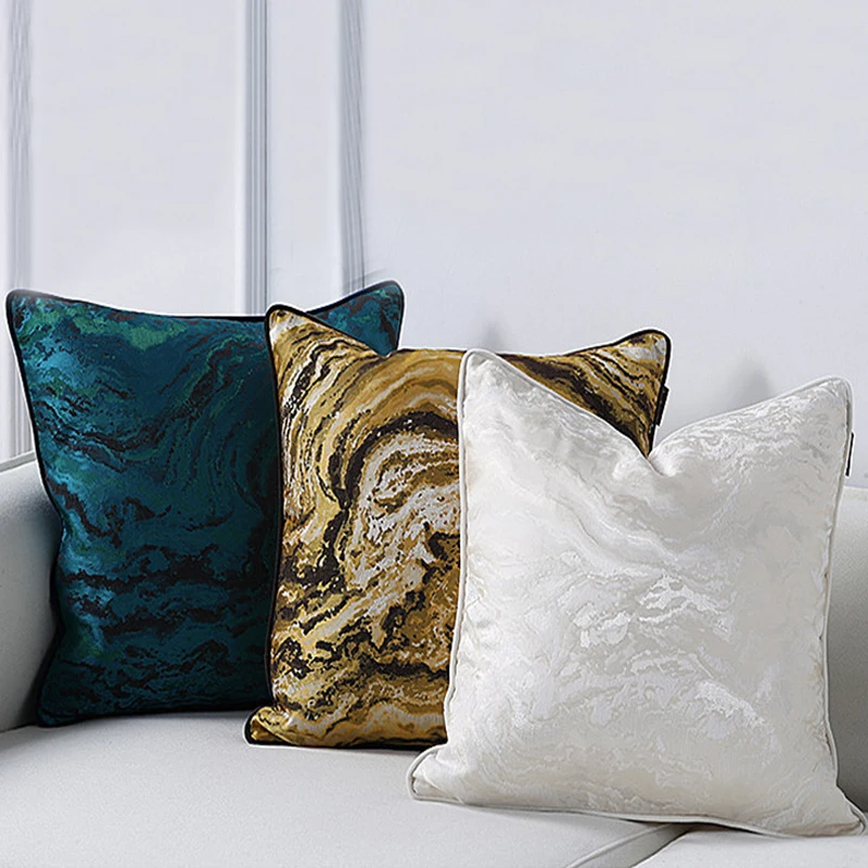 American Luxury Cushion Cover 5 Colors Marble Texture Pillow Cushions Jacquard Throw Pillows Cojines Decorativos Para Sofa