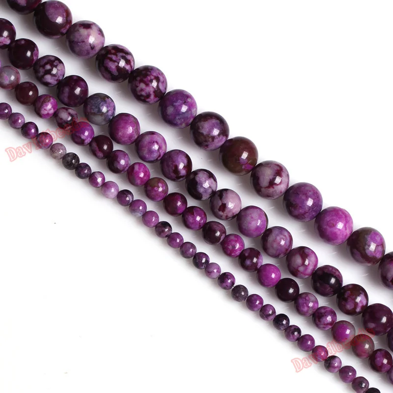 Factory Price Purple Sugilite Round Size 4-12mm Natural Stone Loose Beads For Jewelry Making Bracelet Strand 15