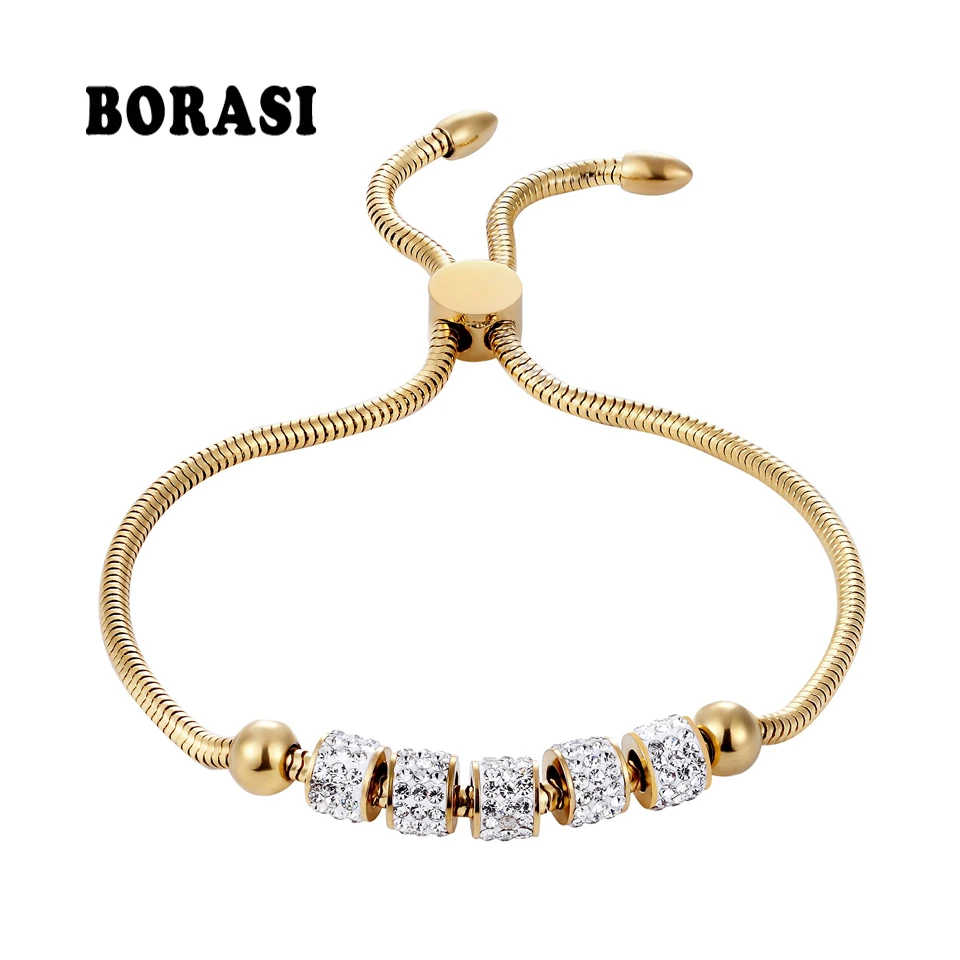 BOBASI Five Circles Full Crystal Bracelet & Bangles Adjustable Hand Chain Charm Bracelet Gold Color Bracelet For Women Jewelry