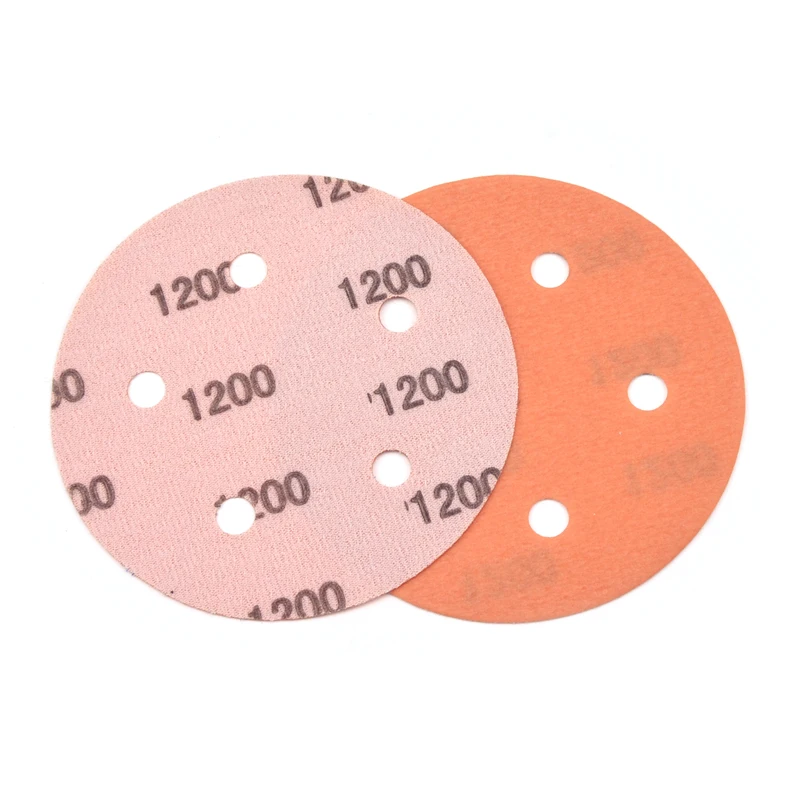 Filme de plástico 125 mm com 5 furos fv, discos de lixa superfina 600 ~ 4000, papel de lixa flexível para carro molhado/seco, pintura de madeira de polimento