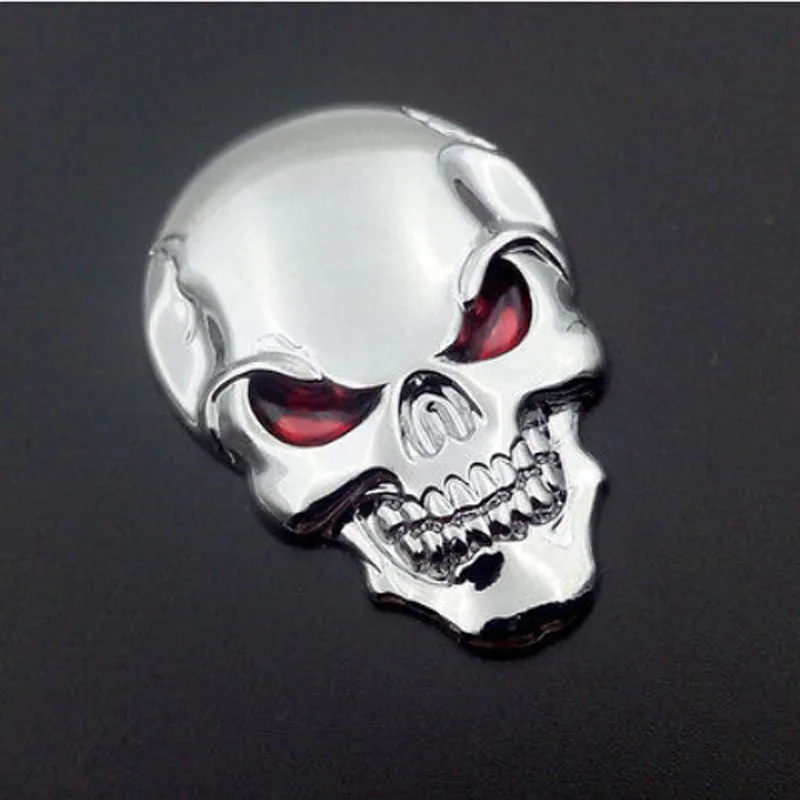 motor bike stickers 3D Bicycle Stickers Skull Bone scooter Sticker Metal Bike motor Sticker Chrome Sliver Car Emblem Badge Decal