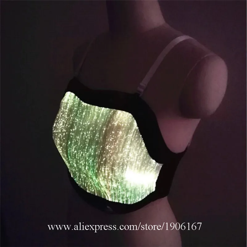 Led Colorful Luminous Fiber Optic Tube Top Led Lighting Masquerade Stage Performance Dance Wears Led Light Party Evening Dress