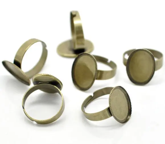 

free shipping!!!!!100pcs/lot Bronze Tone Adjustable Ring Settings 18.3mm US 8 (Fit 18x13mm)