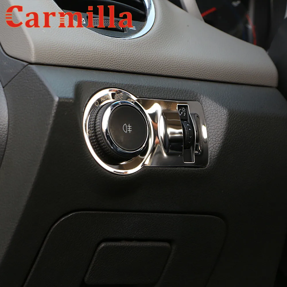 Carmilla Stainless steel Car headlight switch Cover sticker trim For Chevrolet Malibu Cruze Trax Opel Mokka ASTRA J Insignia
