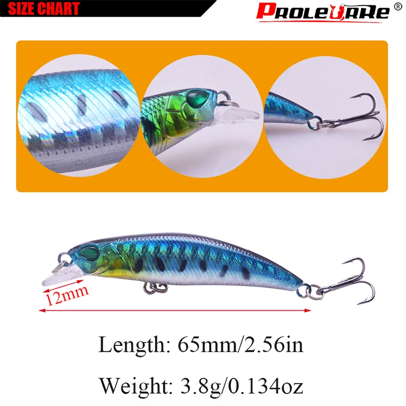 Proleurre Minnow Hard Baits 65mm 3.8g Angler's Lures Sinking Type Hot Selling Wobblers Freshwater Fishing Lures Fishing tackle