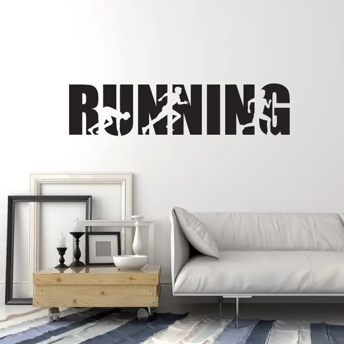

Running Word Lettering Wall Sticker Removable Runner Room Gym Vinyl Decals Home Decoration Running Quote Wall Art Mural AY1844