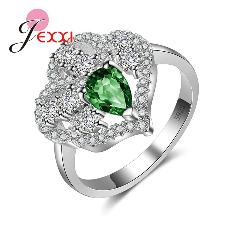 Five Colors Choose Fashion Elegant Original 925 Sterling Silver  Dazzling Flower Ring Clear CZ Women Wedding Jewelry