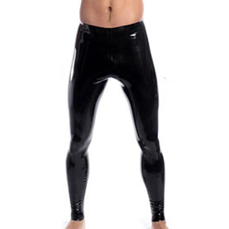 High Elastic Mens Black Faux Leather Latex Pencil Leggings Wetlook Bondage Pants Gay Male Fashion Tight Boxer Underwear XS-XXL