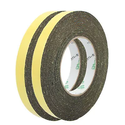 2Pcs 15mm Width 1mm Thickness Single Side Sponge Foam Tape Black 10 Meter Length