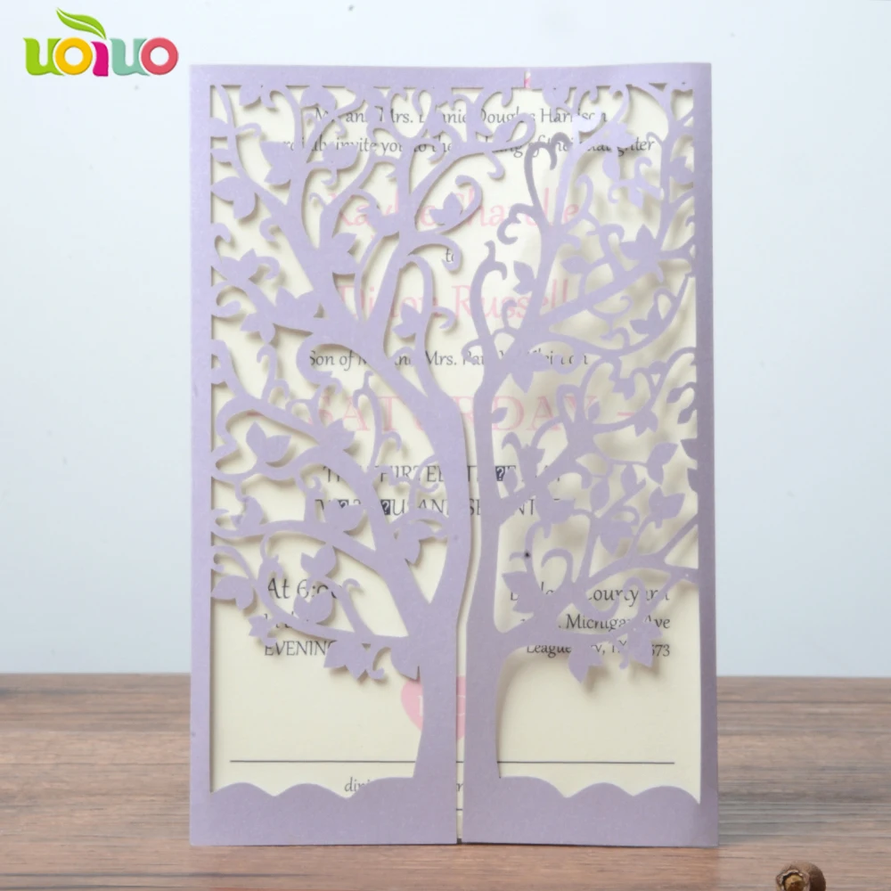 

50set inc252 Luxury Laser Cut Wedding Invitations Cards Envelope Vintage Greeting Card Kits Event tree card