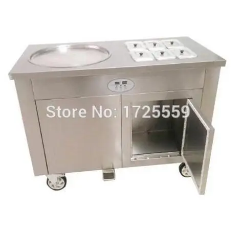 Machine à Rouler la Crème Glacée Frite, 45cm, avec 6 Barils de Refroidissement