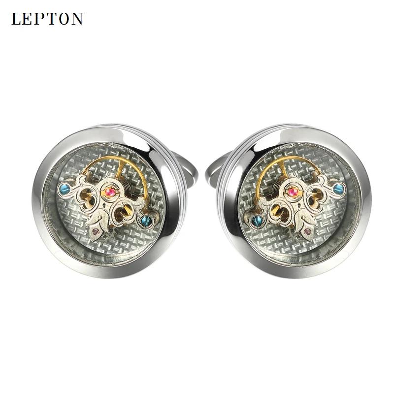 2018 Newst Tourbillon Cufflinks For Mens Wedding Groom Movement Steampunk Gear Cuff links Relojes Gemelos Lepton Brand Jewelry
