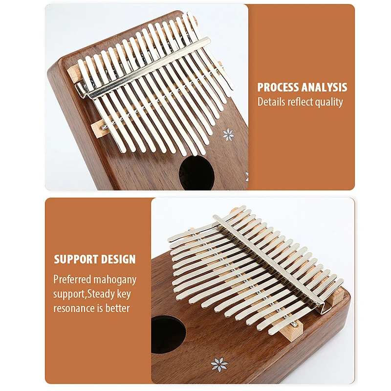 BATESMUSIC Kalimba 17 Phím Ngón Tay Cái Đàn Piano 17 Phím Dễ Chơi Ngón Tay Piano Mbira Chắc Chắn Gỗ Mahogany