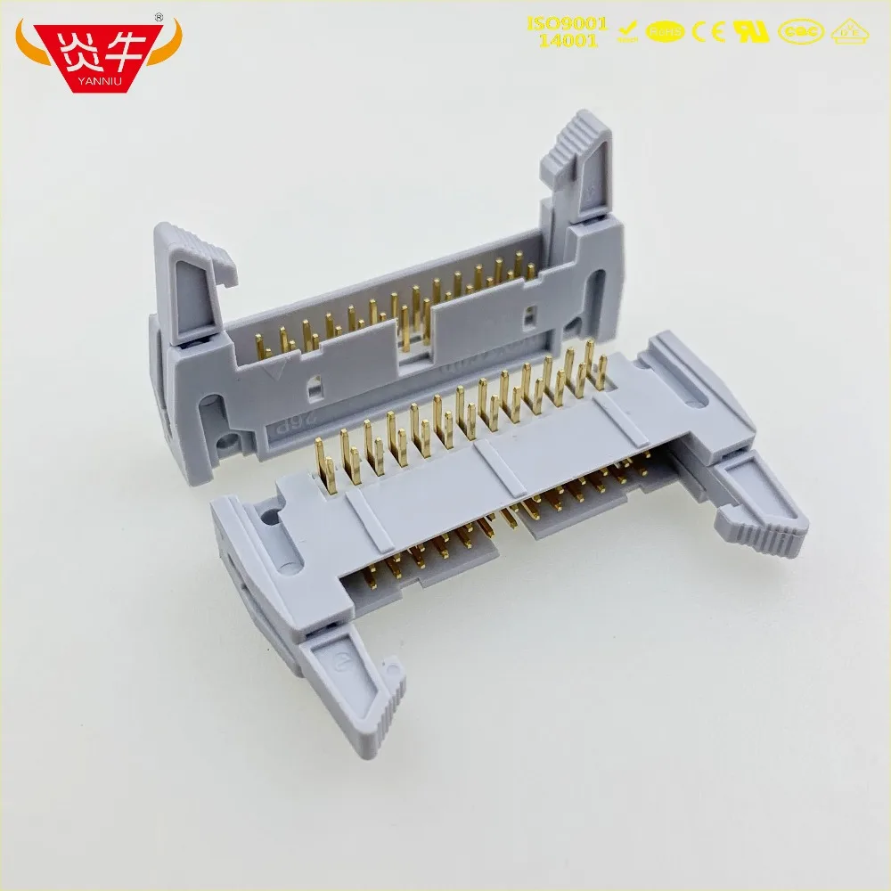 

50Pcs DC2-26P IDC SOCKET BOX 2.54mm PITCH EJECTOR HEADER RIGHT ANGLE CONNECTOR 2*13P 26PIN CONTACT PART GOLD-PLATED 3Au YANNIU