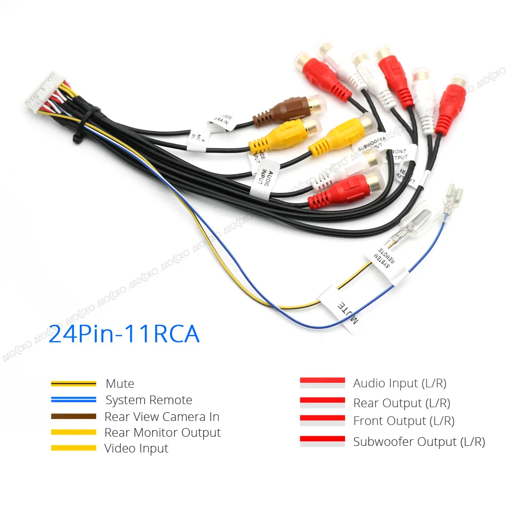 AtoCoto 24/32 Pin Car Radio Wire Harness Adapter RCA AUX Cable for Pioneer AVIC F940BT F30BT F900BT F90BT X850BT Z150BH