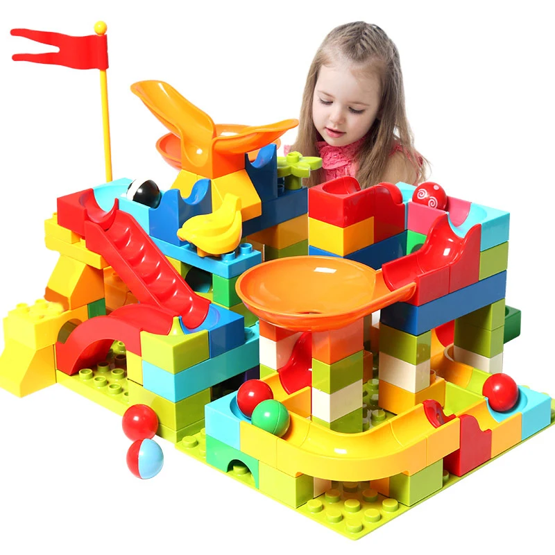 

Newest Big Size Building Block Sets Marble Race Run Large Blocks Educational Building Toys For Children Gift Brinquedos