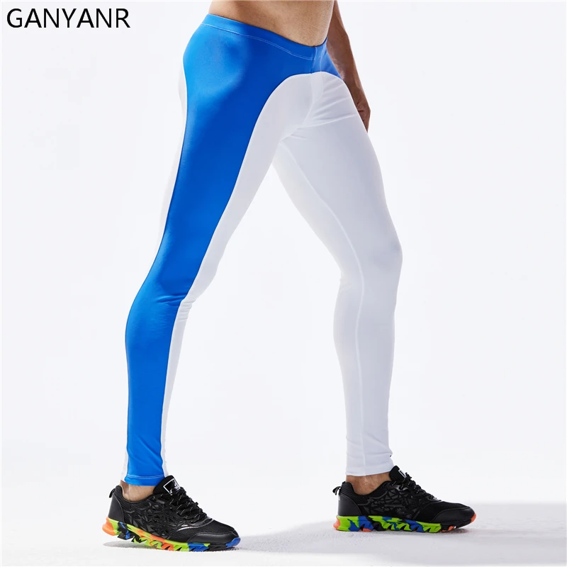 GANYANR Running Tights Men Yoga Basketball Gym Leggings Sport Fitness Athletic Skins Jogging Long Training Compression Pants