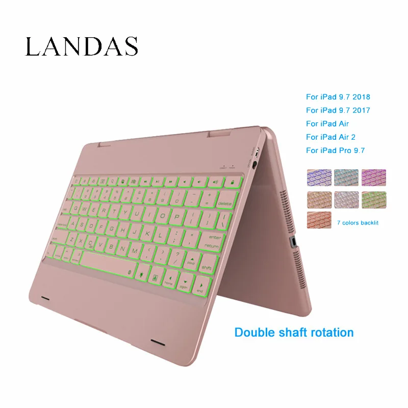 

Landas For iPad Air 2 Keyboard Case Bluetooth Wireless LED Backlit Keyboard Cover For iPad Air A1566 A1567 Tablet 9.7 Inch