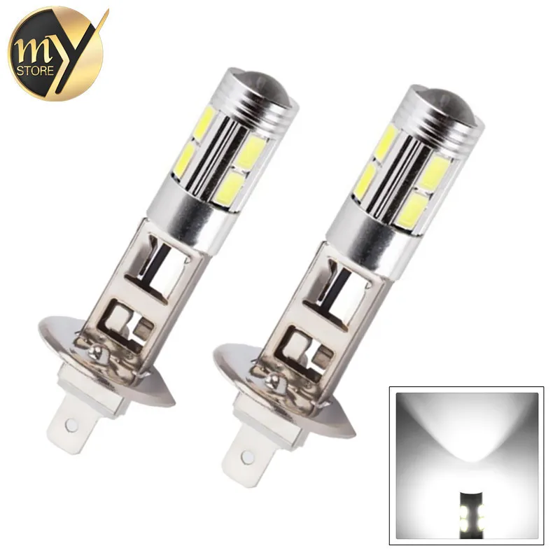 2Pcs H1 Led Bulbs Super Bright White High Power 10 SMD 5630 Auto LED H1 Car Light Fog Signal Turn Light Driving Lamp 12V Yellow