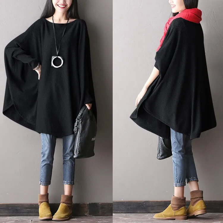 2019 female new spring plus size cape intellectuality type soft sweater cashmere sweater slit neckline shirt