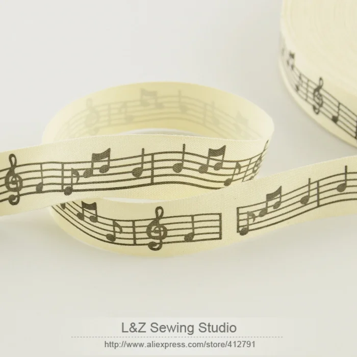 F039#-18 2.5CM width mini.order is $5 (mix order)cloths sewing tape Zakka cotton ribbons music note label free shipping