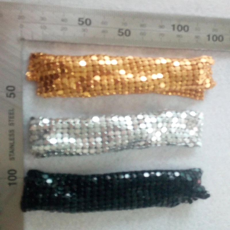 11x10cm Small Samlings Gold Metal Mesh Fabric Metallic Metal Sequin Sequined Fabric For DIY Sewing Doll Cloth Belt Metal Fabric