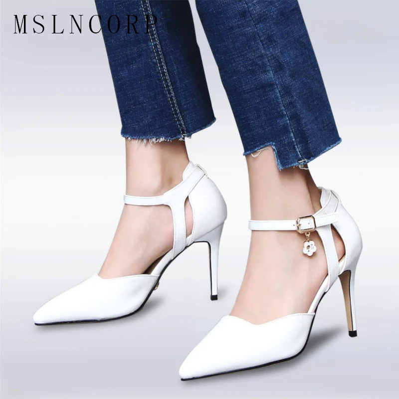 

plus size 34-47 Fashion Women Pumps Ladies Sexy Pointed Toe super High Heels Office Ankle Strap Sandals Party Club Wedding shoes