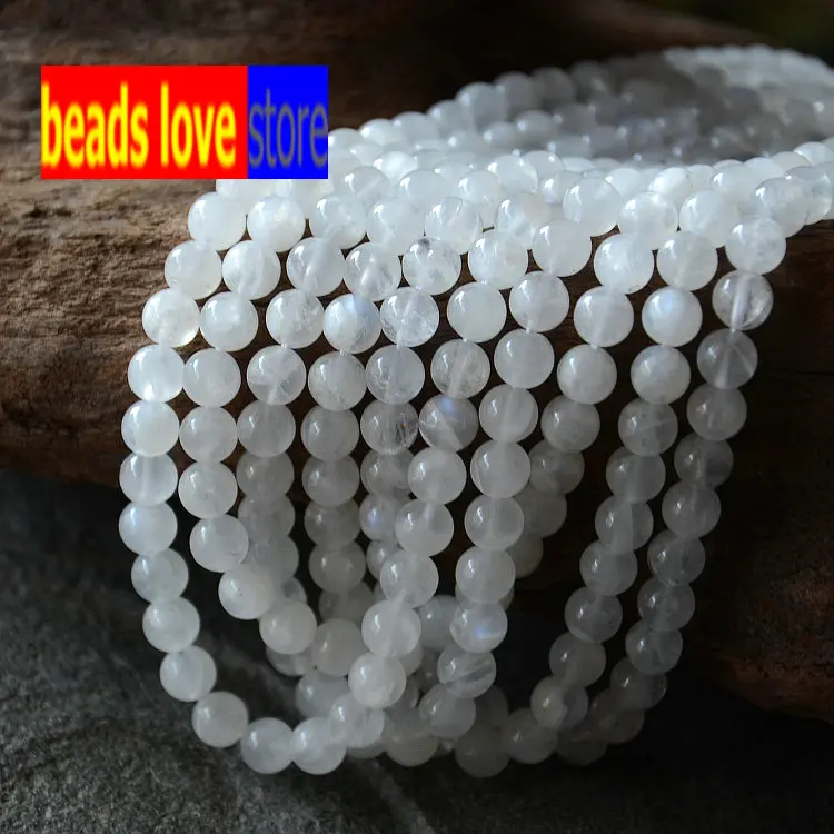 AAA+ Natural White Moonstone Stone Round Loose  Beads for Jewelry Making DIY Bracelets 6/8/10mm Gems Beads