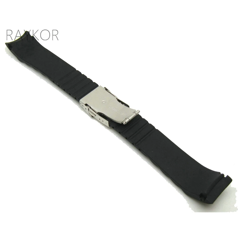 18mm 20mm 22mm 24mm Deployment Clasp Silicone Rubber Watch Band Curved End Soft Strap Black White Red Orange Yellow Blue