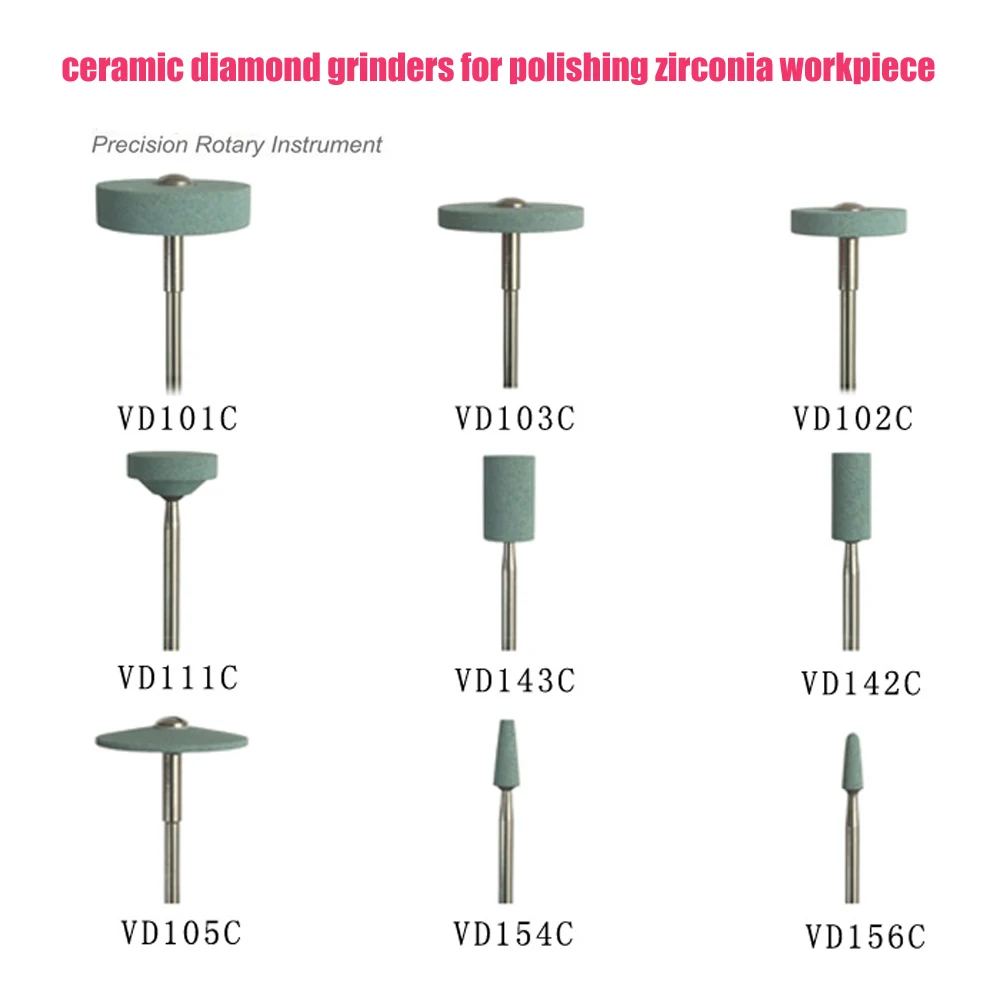 

1pc dental lab polishing tool ceramic diamond grinder for polishing zirconia workpiece no need water cooling