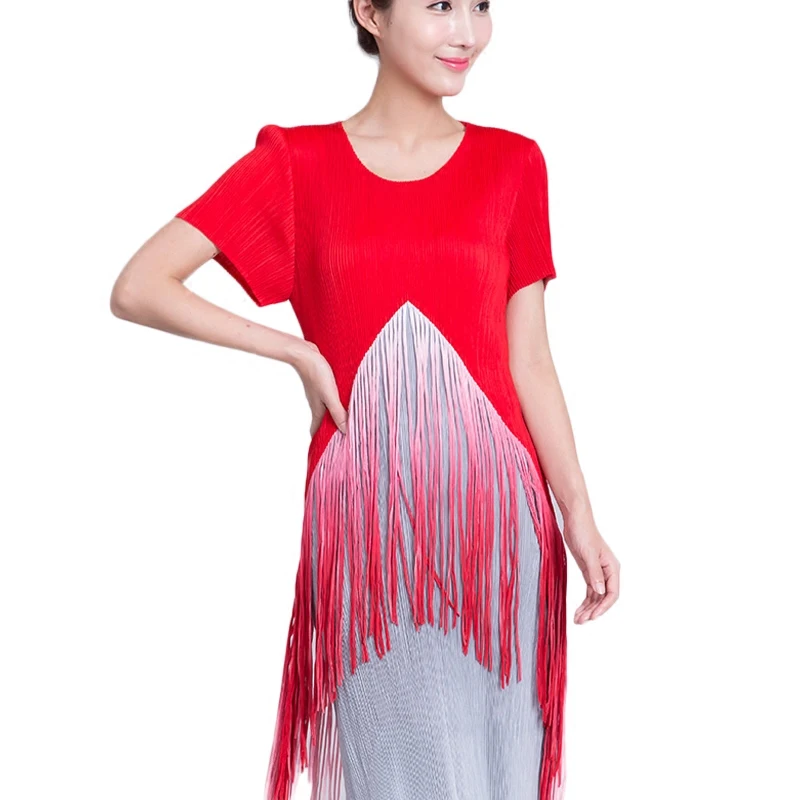 

Miyake Fringed Dress for Women, Urban Style Dress, Stretch and Slim Temperament, New and Special Style