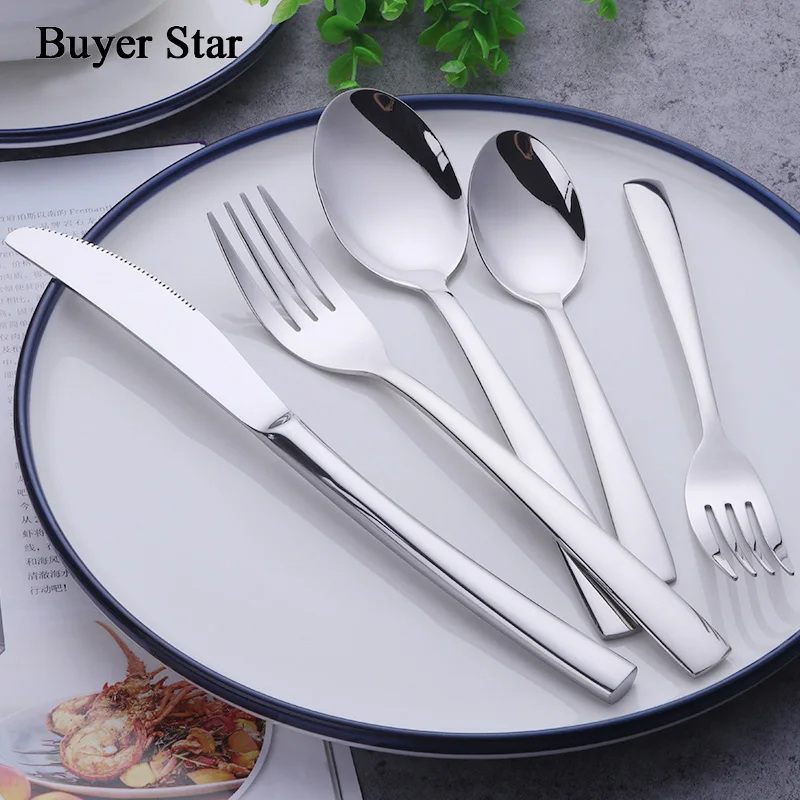 

5-30PCS Classic Elegant Tableware Cutlery Set Stainless Steel Flatware Dinner Service Include Knife/Fork/Spoon Mirror Polished